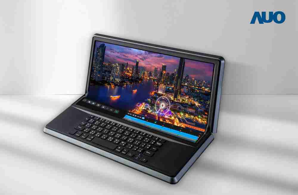 牛牛游戏14.6吋Micro LED折迭显示屏幕，，搭配半径4mm的弯折绞炼，，以及高画素、、、、高亮度、、、高对比度的显示技术特点，，，，即便在大视角下仍保有绝佳色相与亮度